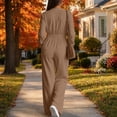 thumbnail image 4 of Cargo Jumpsuit for Women Long Sleeved Workwear Jumpsuit Buttoned Collar V Neck Long Sleeve One Piece Rompers Jumpsuit with Multiple Pockets, 4 of 8