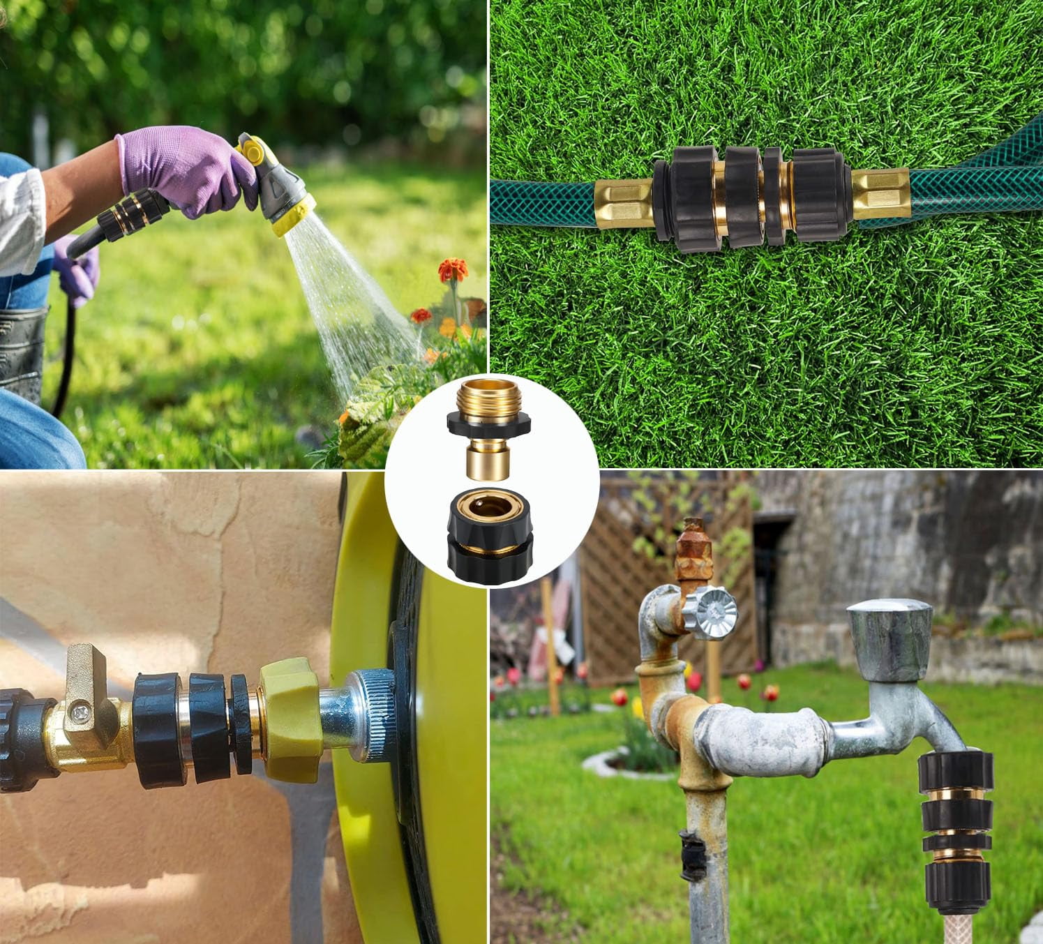 3/4 Inch Male And Female Garden Hose Fitting Quick Connector, Quick Connect & Disconnect, No Tool Installation, Durable Metal Construction