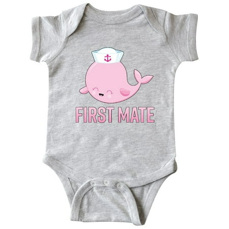 

Inktastic First Mate Cute Pink Whale Gift Baby Boy or Baby Girl Bodysuit