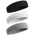thumbnail image 1 of Bandas deportivas para la cabeza/muñequeras para hombres y mujeres - Paquete de 3 bandas deportivas de tela de rizo de algodón que absorbe la humedad para tenis, baloncesto, correr, negro oso de fresa vestir, 1 of 5