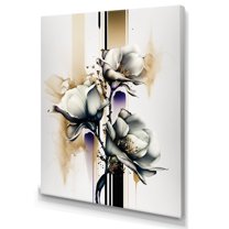 Designart White Orchid Flower On Golden Beige Paint I Canvas Wall Art