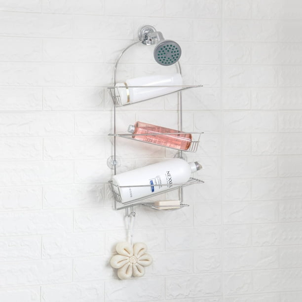 Mainstays 4Tier Slanted Hanging Shower Caddy, Chrome Finish