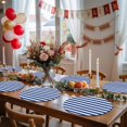 thumbnail image 5 of Round Placemats Blue and White Stripe 15 inch Set of 4 Table Mats for Dining Table Simple Style Heat Resistant Non-Slip Kitchen & Home Decorative Place Mat Set, 5 of 8
