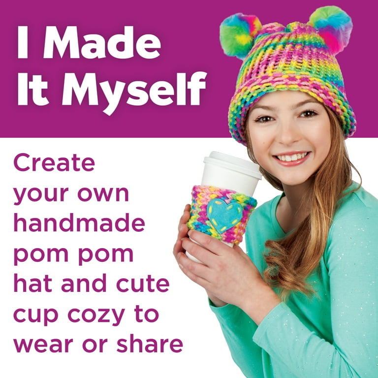 Pom Pom Hat & Scarf Beginner Basics Knitting Kit - Home & Craft