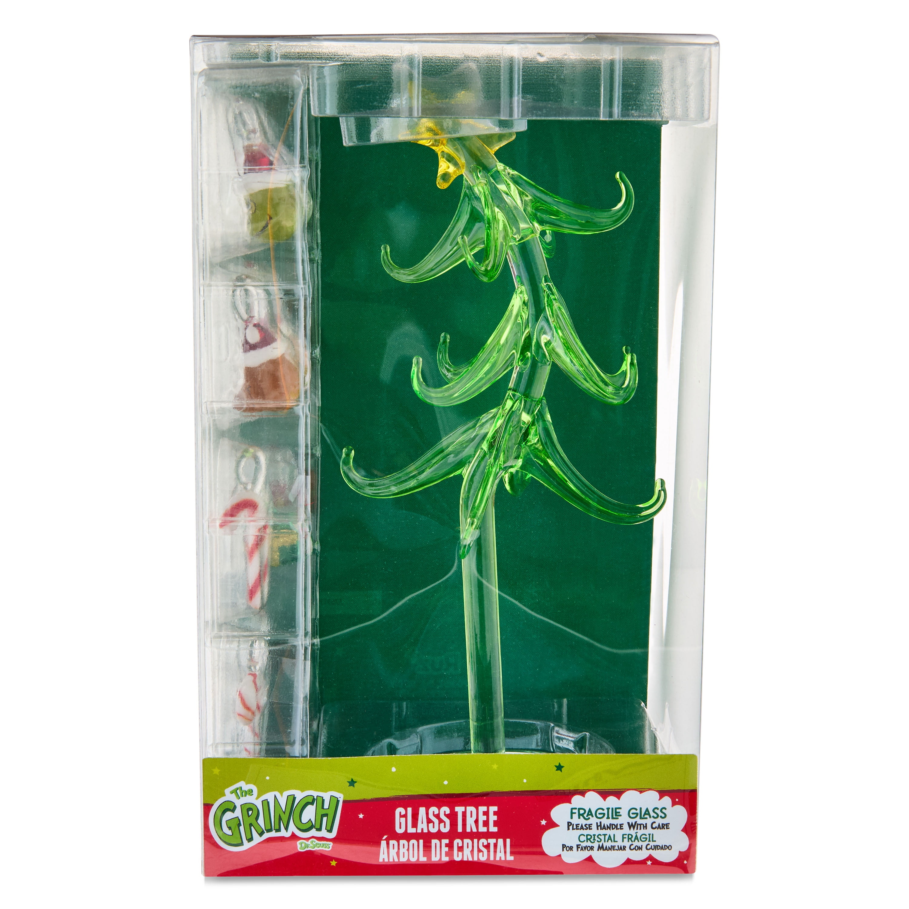 Dr. Seuss's How the Grinch Stole Christmas Glass Table Top Tree, 13 Pieces, Green, By Ruz