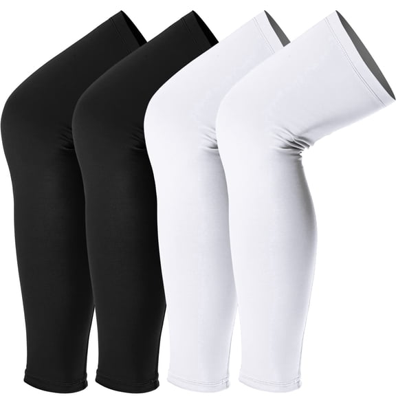 4-Pack UV Protection Leg Sleeves for Men Women, Directional Gradual Stretch Compression Knee Sleeves, Comfortable for Outdoor Sports (Hiking, Jogging, Basketball, Football)