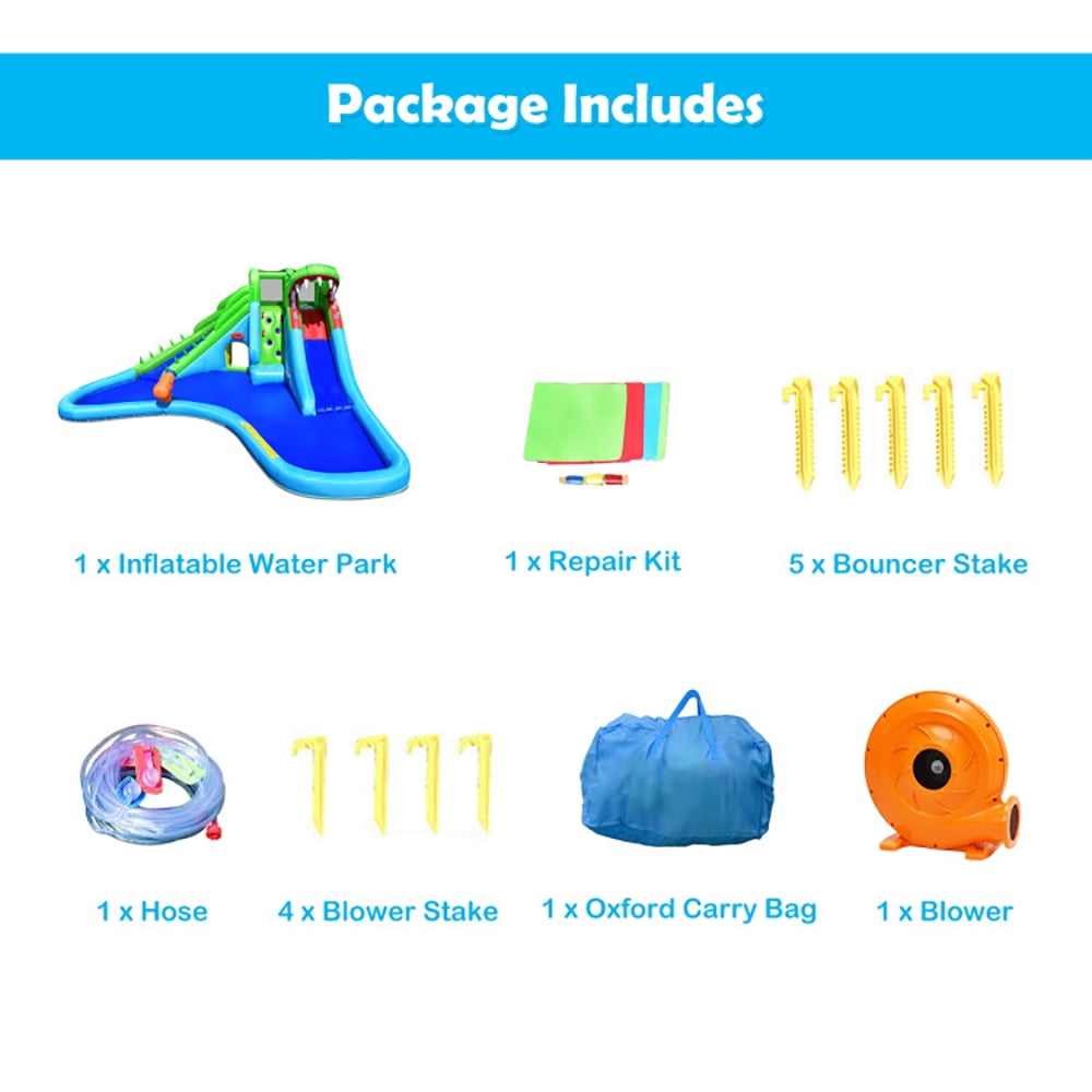 Aimee Lii Inflatable Water Slide Climbing Wall Bounce House with 780W Blower, Bounce House Water Slide for 5-10