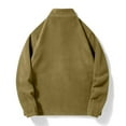 thumbnail image 3 of PiGOGI Men Casual Fashion Solid-Color Fleece Pocket Zipper Long Sleeve Stand-up Collar Jacket Gold M, 3 of 5