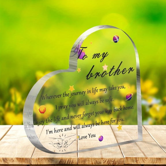 Heart Shaped Acrylic Decorative Plaque 3.9X3.9 Inch Modern Tabletop Keepsake with Inspirational Message No Electricity Needed Perfect Gift for Grandma Brother Sister Nephew Home Decor Memorial Sign