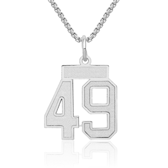 14K Solid White Gold Number 49 Necklace Chain Pendant Charm