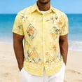 thumbnail image 2 of Mens Casual de Manga Corta Botón Abajo Camisas de Vacaciones Impresa Blusa de Cuello Abierto, Top de Verano Transpirable, 2 of 8