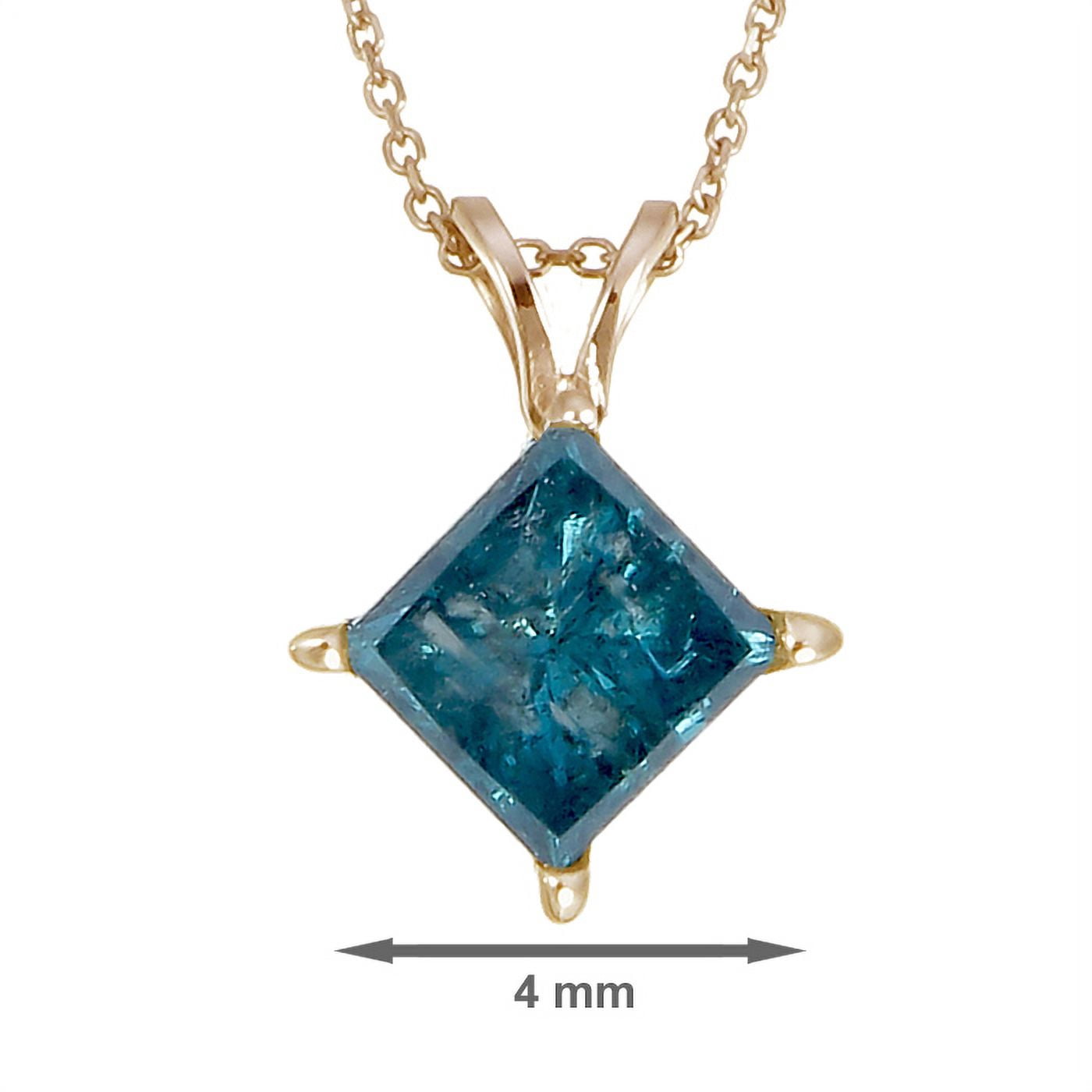 Vir Jewels 1/2 CTTW Blue Diamond Solitaire Pendant Necklace Yellow Gold Plated Sterling Silver