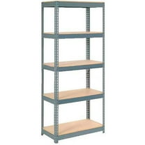Global Industrial B2297260 Extra Heavy Duty Shelving with 5 Shelves & Wood Deck - Gray - 36 x 12 x 72 in.