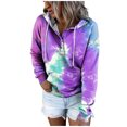 thumbnail image 5 of Tops for Womens Winter Loose Fit Hooded Long Sleeve Blouson One Shoulder Drawstring Solid Color Leisure Polyester Hoodies Sweatshirts(Purple,XXL), 5 of 7