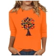 thumbnail image 1 of Dadaria T-Shirt Femme Orange Manches 3/4 Col Rond Grande Taille Été Chandail Blouses 3TG, 1 of 5