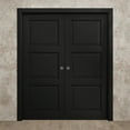 thumbnail image 3 of Sliding French Double Pocket Doors 60 x 96 inches | Ego 5010 Painted Black Oak | Kit Rail Hardware | Solid Wood Interior Bedroom Modern Doors, 3 of 5