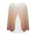 thumbnail image 6 of SMihono Women's Plus Size Fake-Two Piece Shirts Dressy Split Front Loose Blouses Long Sleeve Trendy Casual Gradient Tunic Tops Coffee M, 6 of 6