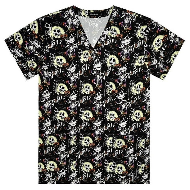 Camiseta de manga corta con estampado elástico, temática navideña, verano, para médicos, enfermeras, spa, salón de belleza, tienda de mascotas, ropa de lavado