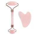 thumbnail image 1 of Rodillo Masajeador Facial de Cuarzo Rosa, - Rodillo y Guasha en Cristal de Cuarzo Rosa Kit de Masaje Manual para Rostro, Contorno de Ojos y Cuello, 1 of 5