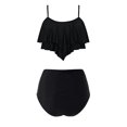 thumbnail image 4 of MSJUHEG Tummy Control Tankini,Plus Size Tankini Swimwear,One Shoulder Swimsuits for Women,Tankini Sets for Women,Halter Tankini Top,Swimsuit with Skirt, Black M, 4 of 5