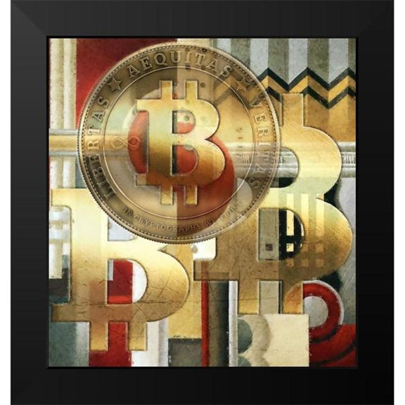 Hunziker, Steve 12x13 Black Modern Framed Museum Art Print Titled - Bitcoin Deco VII