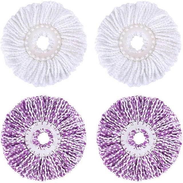 4 Pieces Spin Mop Head Mop Head Mop Heads Microfiber Replacement Mop Head Replacement Mop Head for Spin Mop White and Purple