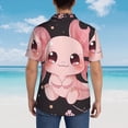 thumbnail image 4 of Fotbe Chibi Axolotl Sakura Fantasy Camisa Hawaiana para Hombre Unisex – Camisa Casual de Verano con Botones de Manga Corta de Algodón y Lino,X-Large, 4 of 7
