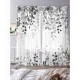 thumbnail image 3 of Grey Sheer Curtains 108 Inch Length 2 Panels for Living Room, Eucalyptus Leaves Voile Kitchen Curtain Set, Luxury Privacy Drapes Window Treatment for Bedroom, 3 of 7