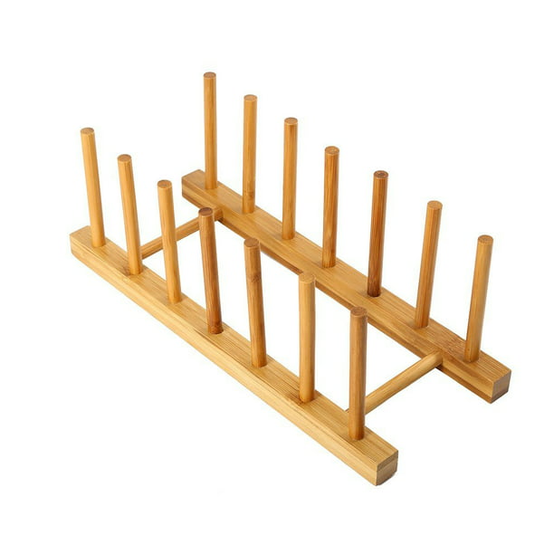 GLiving Bamboo Wooden Dish Rack Plates Holder Kitchen Storage Cabinet ...