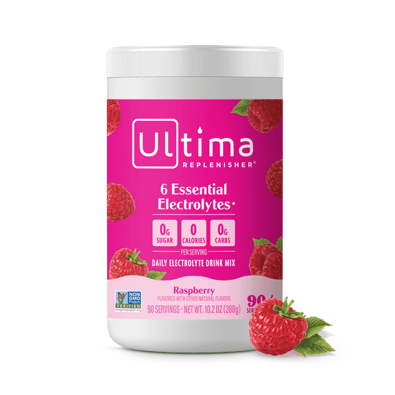 Ultima Replenisher Hydration Electrolyte Powder Drink Mix, Keto, Sugar-Free Raspberry, 90 Servings