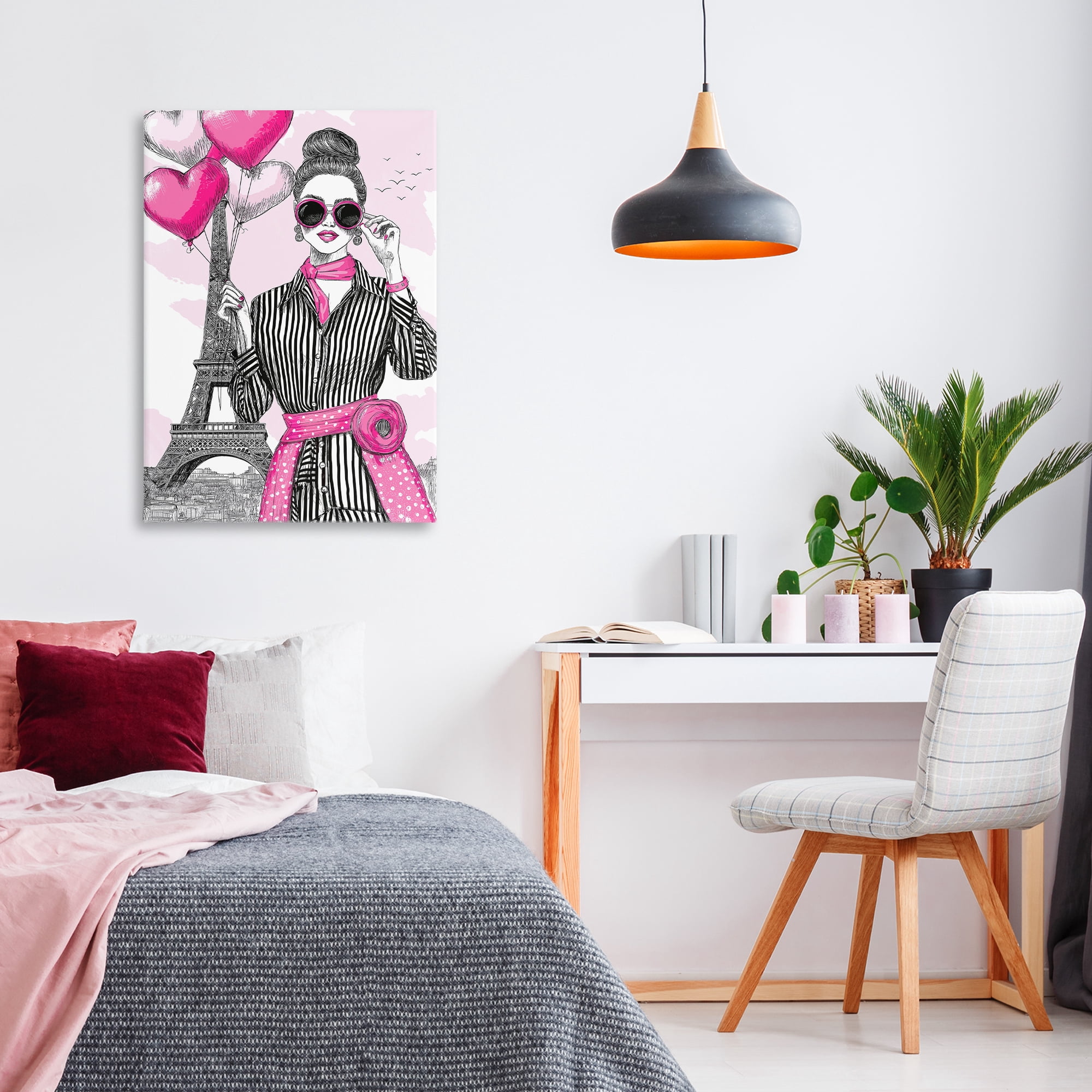 Stupell Industries Parisian Chic Woman with Balloons Canvas Wall Art, design by Jess Stempel