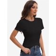 thumbnail image 4 of Women's Basic Solid Active Soft Short Sleeve Crew Neck Top T-Shirts, 4 of 6