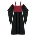 thumbnail image 6 of Hansber Kids Girls Medieval Princess Renaissance Faire Dress Cold Shoulder Long Sleeve Gothic Witch Dresses Burgundy 8, 6 of 7