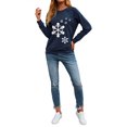 thumbnail image 6 of Xuanfei Women Christmas Snowflake Print Crew Neck Long Sleeve Top, 6 of 6