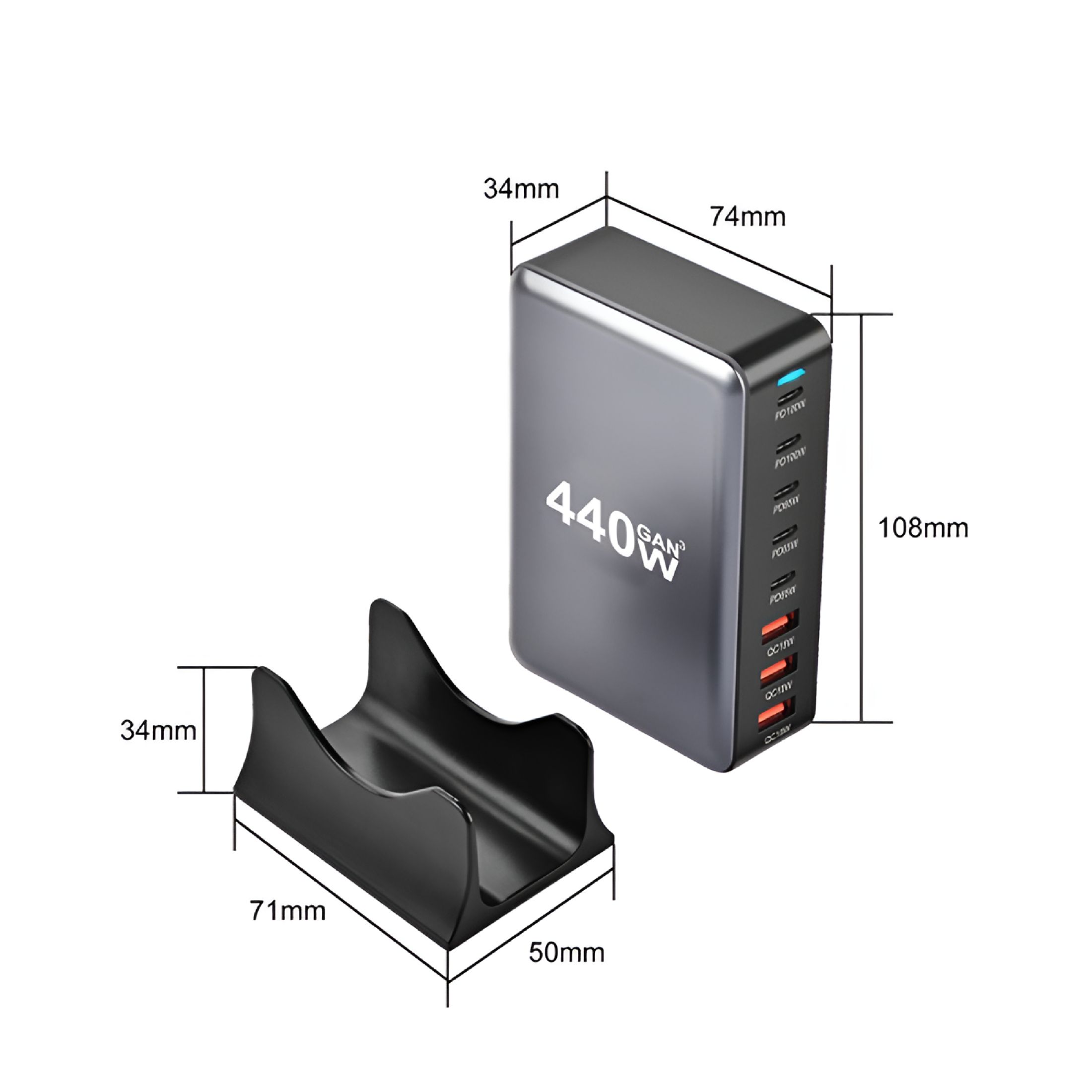 GJX 268W 100w Charger Type C 8Port Hub Multi USB Charger Station PD Fast Charging