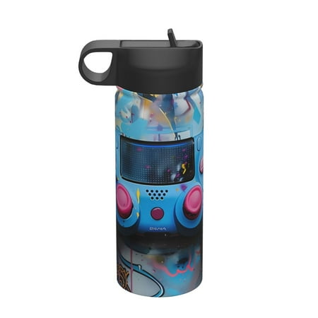 

Gaeub Graffiti Game Controller Art Printed 18oz Sports Insulated Kettle With Straw Sports Insulated Bottle Water Bottle For Running Hiking Cycling Climbing Mens Womans Insulated Water Bottle