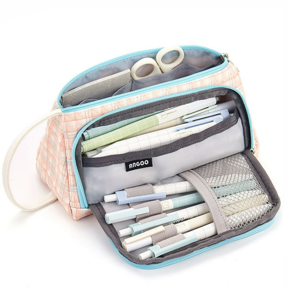 Simple Cute Pen Pencil Case Big Capacity Canvas Storage Bag with Zipper