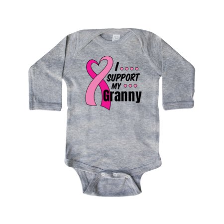 

Inktastic Breast Cancer Awareness I Support My Granny with Pink Ribbon Gift Baby Boy or Baby Girl Long Sleeve Bodysuit