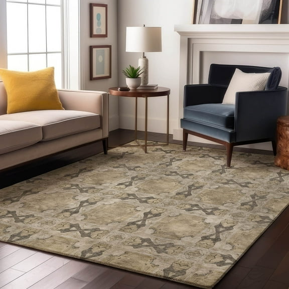 Addison Rugs Mayfield Washable Transitional Panel Beige Rectangle Rug, 10' x 14'