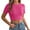 Hot Pink, variant on ZyeKqe Cropped Sweaters for Women Short Sleeve Shirts Crewneck Pullover Knit Crop Tops Solid Color Knitwear