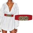 thumbnail image 2 of Beugl Womens Belts Clearance, Women's Fashion Vintage Wide Waist Belt Elastic Stretch Belts with Interlock Buckle Running Belt Belts for Women Red One Size, 2 of 8