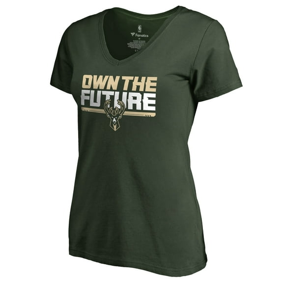 Women's Green Milwaukee Bucks #Ownthefuture V-Neck T-Shirt