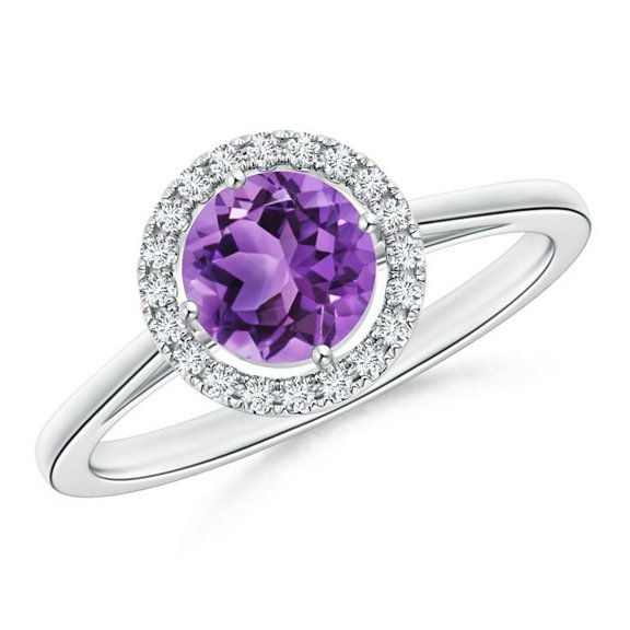 0.65 Ctw Round Amethyst Gemstone 925 Sterling Silver Solitaire Accents Women Ring Jewelry Size US- 9