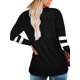 thumbnail image 3 of Sonducket Camiseta de mujer a rayas de manga larga básica con cuello en V blusa suelta informal Prendas para la parte del cuerpo Negro L, 3 of 6