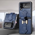 thumbnail image 2 of For Samsung Galaxy Z Flip4 Phone Case，Luxury Leather Folding Stand Shockproof Case，Kickstand Soft Case, 2 of 5