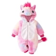 thumbnail image 5 of YunPes Infant Rainbow Horse Plush Hooded Jumpsuit Full Zip Long Sleeve Animal Onesie 3D Ears & Fuzzy Tail Baby Holiday Party Outfit, 5 of 7