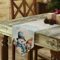 thumbnail image 3 of Table Runner Dresser Scarves Christmas Watercolor Cute Snowman Cotton Linen Burlap Table Cover Winter Quote on Flax Table Runners for Family Kitchen Dining Holiday Party Banquet Decor, 3 of 5