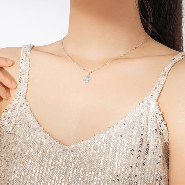 Fiudx Collar de Sol, Dije Pulido Hecho a Mano para Mujer, Cadena Ajustable con Temperamento Moderno, Regal Personalizado para Mujer, Ideal para Bodas, Plata de Ley 925.
