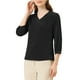 thumbnail image 1 of Blusas de oficina casuales para mujeres INSPIRE CHIC de manga 3/4, cuello en V, camisa de satén XL negra, 1 of 1