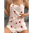 thumbnail image 5 of FEORJGP Women's Satin Pajama Set Ladies Summer Loungewear Sleeveless Camisole Heart Print Cami Tops Casual Shorts Loose Soft Sleepwear Sets, 5 of 8